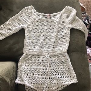 Crocheted romper bathing suit cover up